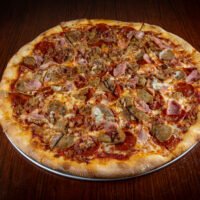 Meat Lovers Speciality Pizza, GoGo Pizza, GoGo Favorite, Speciality Pizza, loaded meat pizza, pepperoni sausage pizza, ham and bacon pizza, hearty pizza, stone baked pizza, mozzarella cheese pizza, gourmet pizza, ultimate meat pizza, Italian meat pizza, best meat lovers pizza