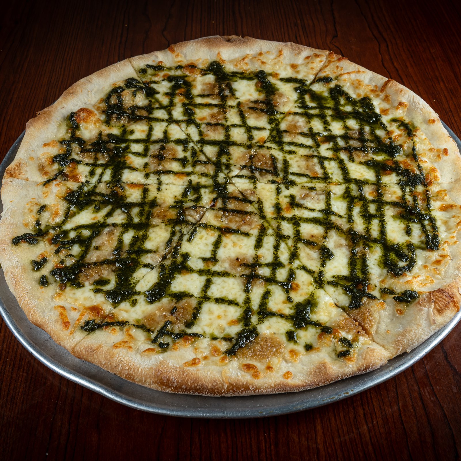 Roasted Garlic White Pizza, GoGo Pizza, GoGo Favorite, Speciality Pizza, garlic cream pizza, mozzarella cheese pizza, white sauce pizza, stone baked pizza, savory garlic pizza, gourmet pizza, fresh herbs pizza, cheesy garlic pizza, Italian white pizza, best garlic pizza